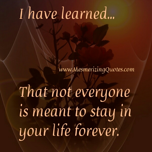 Not everyone is meant to stay in your Life - Mesmerizing Quotes