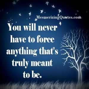 You will never have to force anything in your life - Mesmerizing Quotes